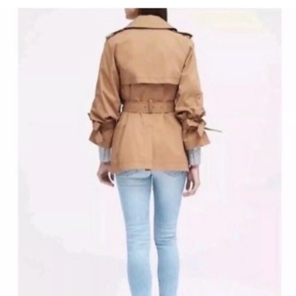 Banana Republic Limonta Trench Coat Jacket Modern Bow Tie Sleeve Tan XS - Picture 3 of 13